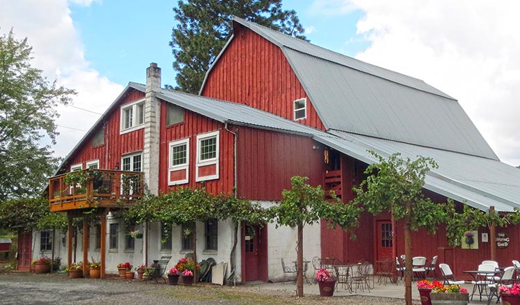 The 1915 English Barn at English Estates, home of the Loafing Shed Tasting Room