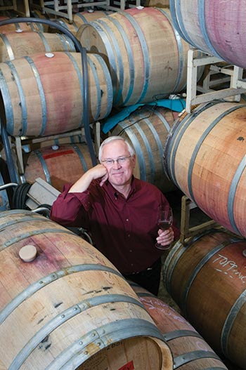Winemaker Don Corson in the barrel room.