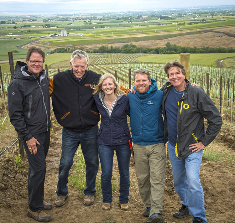 SeVein Managing Partners left to right: Marty Clubb of L'ecole No. 41, Norm McKibben of Pepper Bridge Winery and Amavi Cellars, WVV Winery Director Christine Collier, Chris Figgins of Leonetti Cellars and Figgins Family Wines and WVV Founder Jim Bernau
