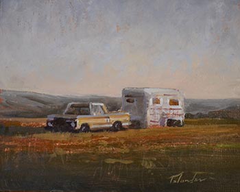 Oil painting, "Truck and Trailer"