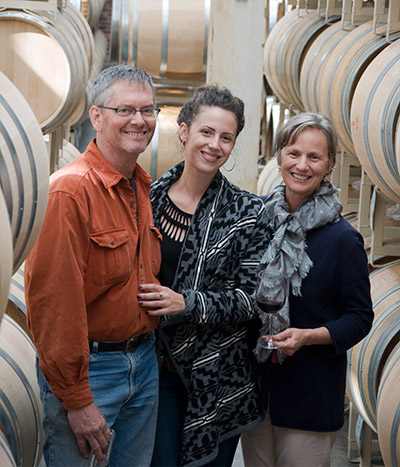 Seven Hills founders Casey and Vicky McClellan with their daughter, Glynis (center), who also works at the winery.